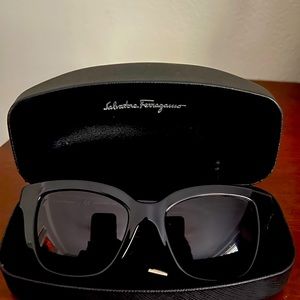 Ferragamo black sunglasses, never worn